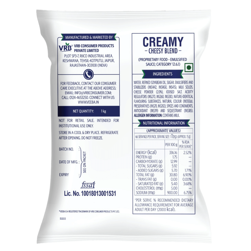 Veeba Creamy Cheese Blend 1KG